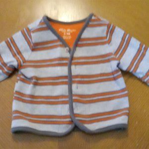 Eddie Bauer Infants Gray and Orange Sweater Size 6-9mo. Button Down Front
